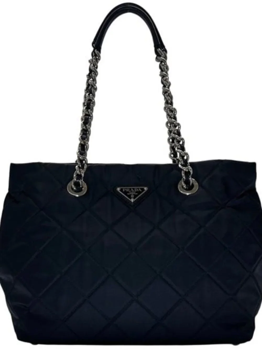 Prada Tote Chainto Black Nero Tessuto - Picture 2 of 10